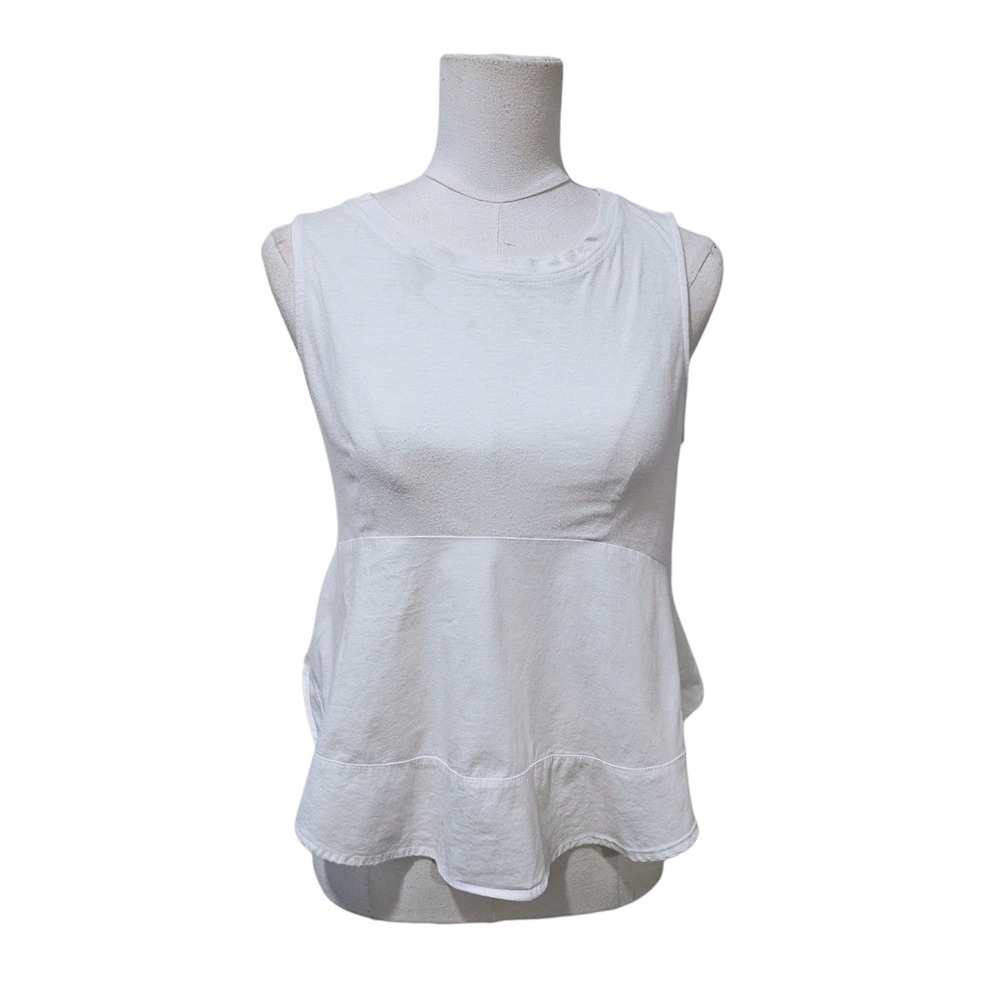 Eri + Ali White Peplum Sleeveless Knit Top Crew Neck Size XS